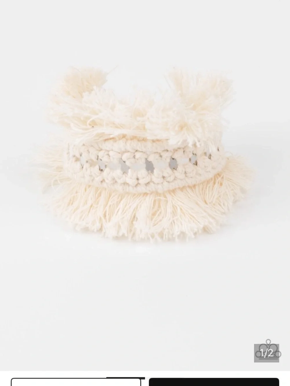 paparazzi Cream Crochet Fringe Hair Cuff